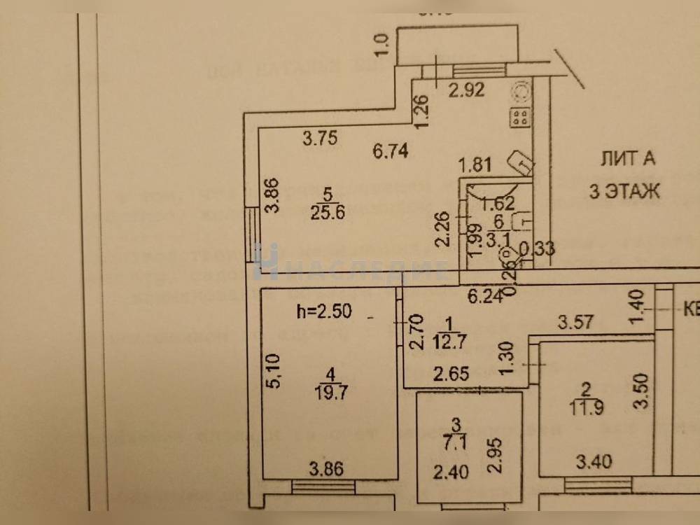 4-комнатная квартира, 80.1 м2 3/4 этаж, Собор, пер. Широкий - фото 20