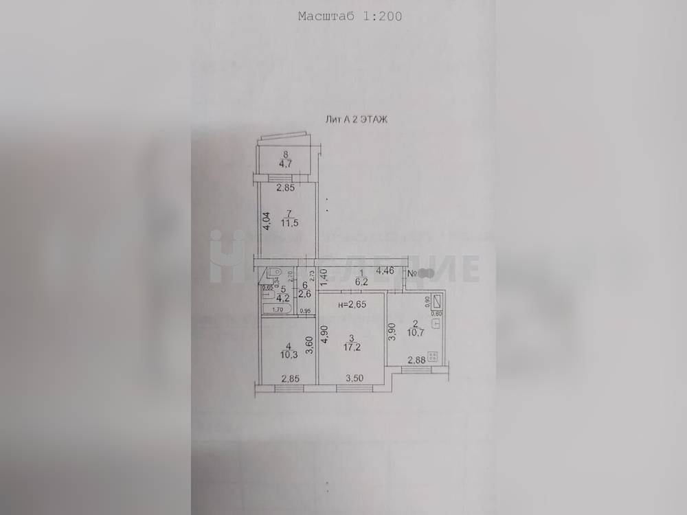 3-комнатная квартира, 62.7 м2 2/9 этаж, Микрорайон «Молодежный», ул. Грушевская - фото 8