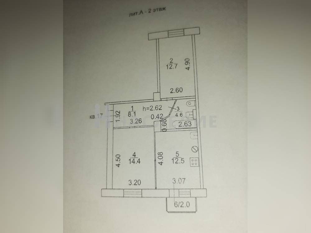 2-комнатная квартира, 52.3 м2 2/5 этаж, ЖР «Центральный», спуск. Герцена - фото 16