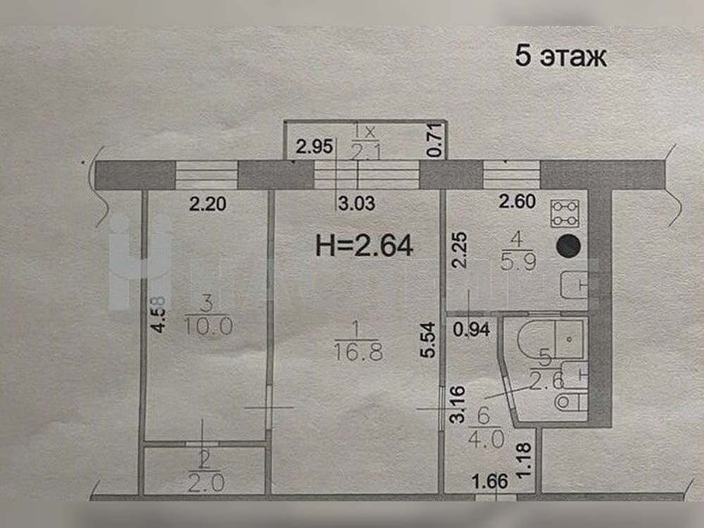 2-комнатная квартира, 41.3 м2 5/5 этаж, НПИ, пер. Воспитательный - фото 10